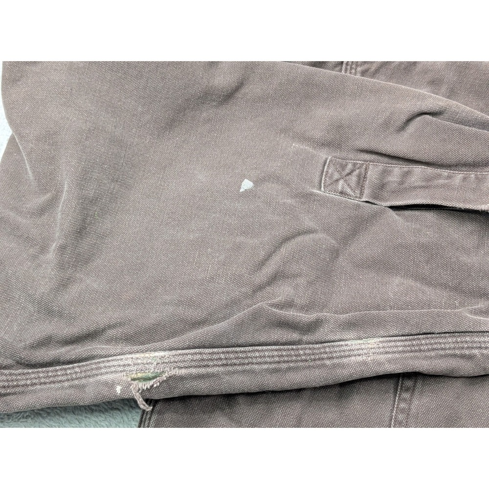 Carhartt Mens XL Tall Brown Canvas Shirt Jacket Plaid Lined Distressed Workwear - Picture 10 of 16